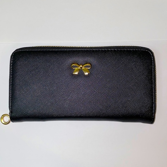 Black gold zipper and bow wallet - Picture 1 of 5